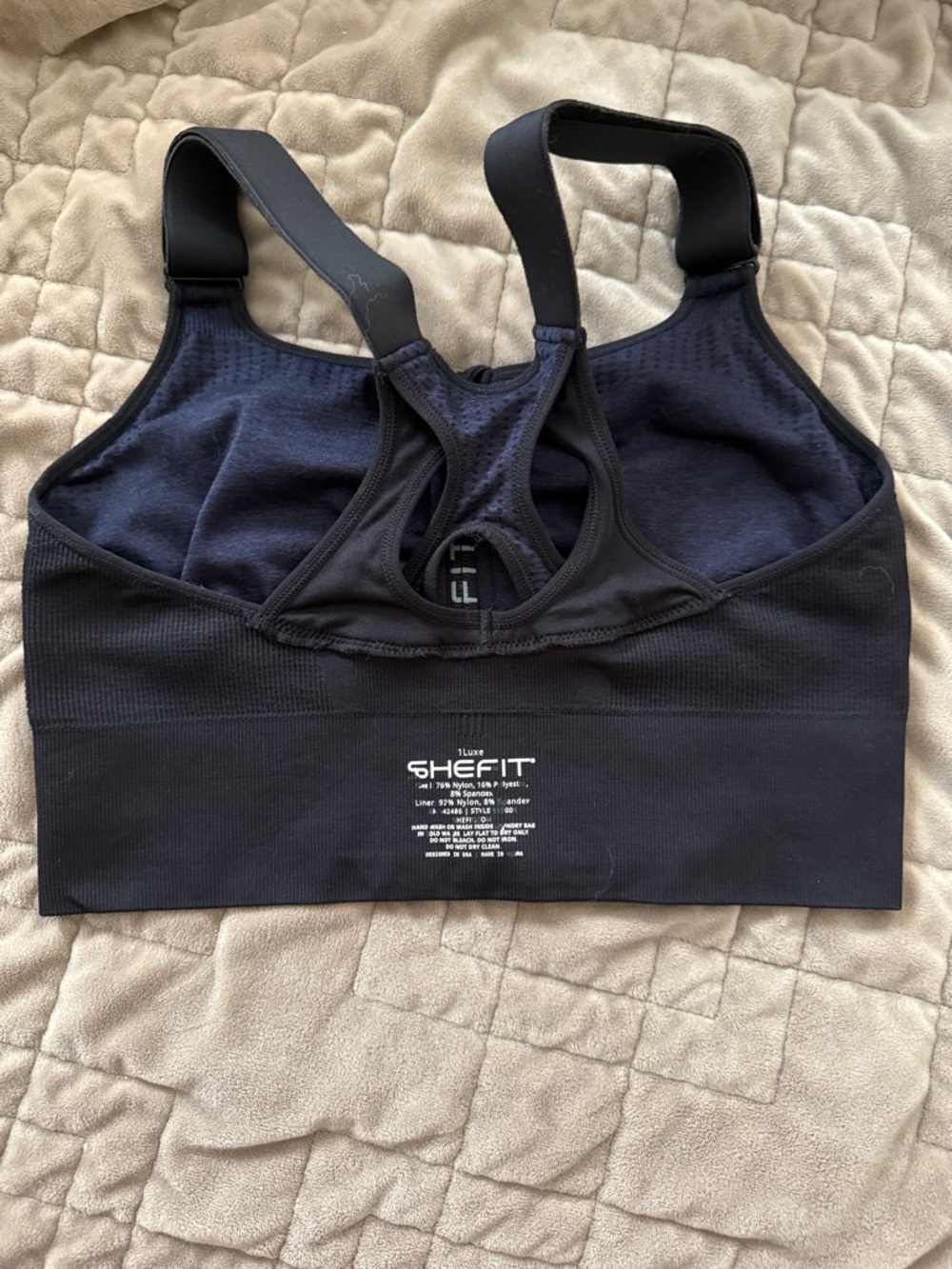 SHEFIT Navy Front-Zip High-Support Sports Bra with Wide Straps - Picture 3 of 3
